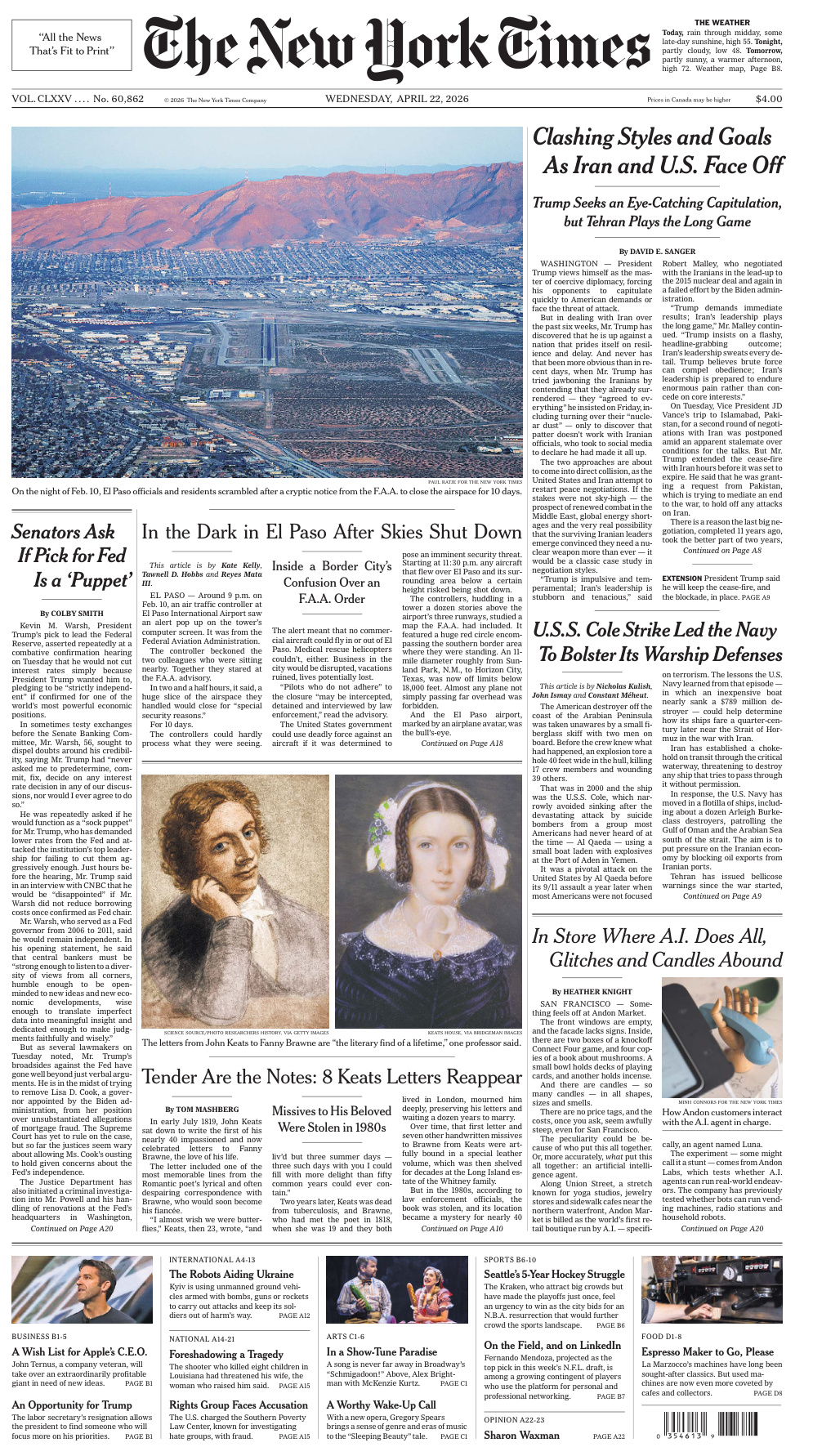 The New York Times 22 April 2026 The New York Times Kitap Kapağı