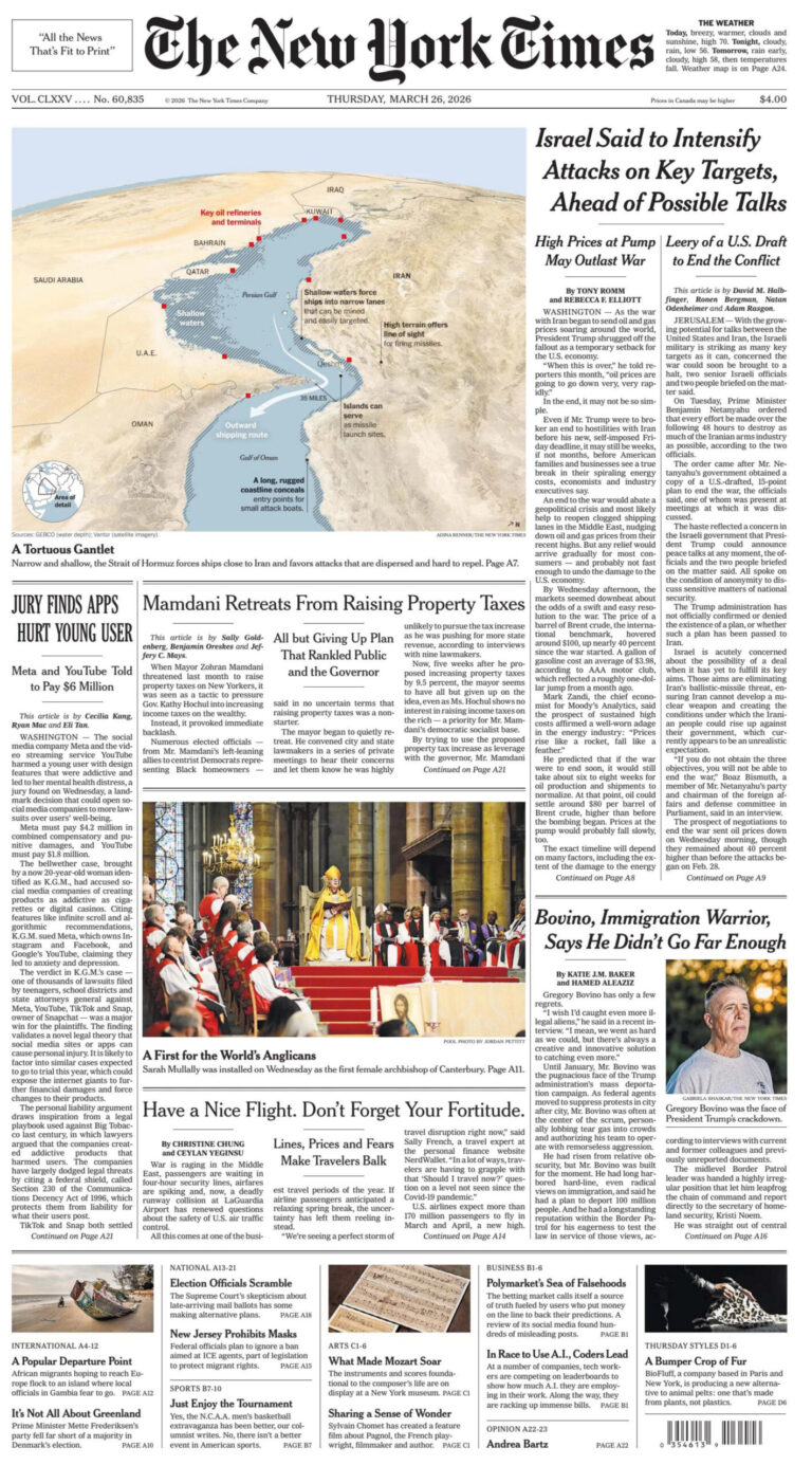 The New York Times 26 March 2026 The New York Times Kitap Kapağı