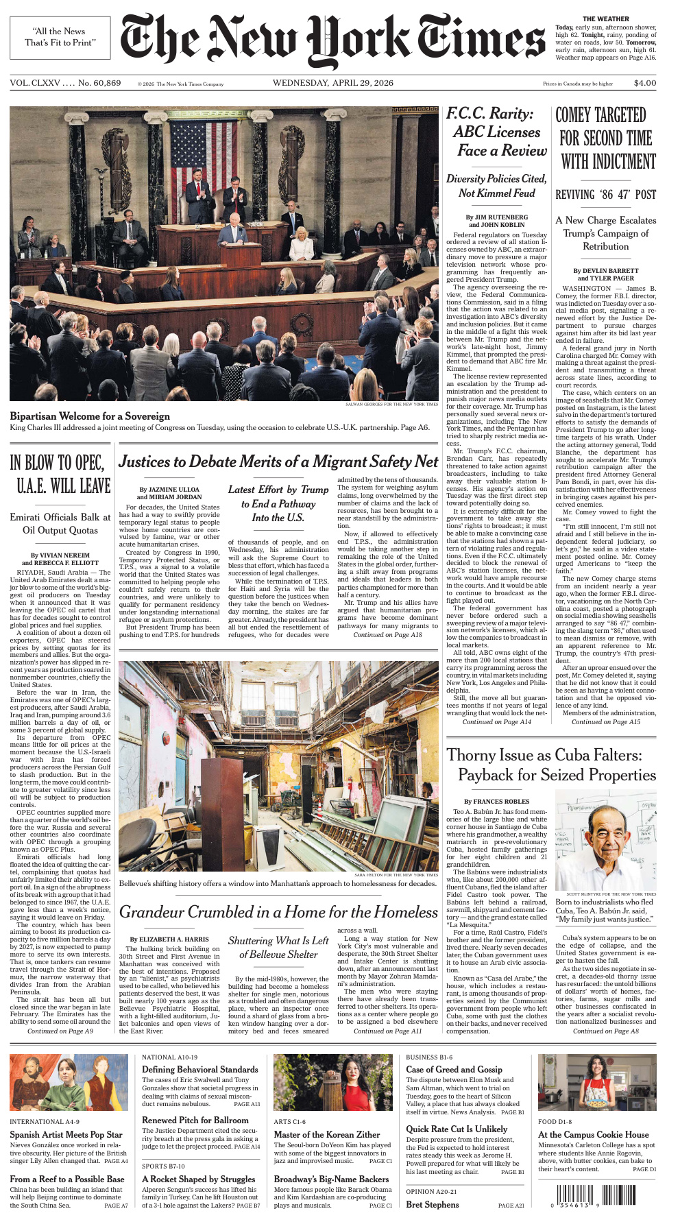 The New York Times 29 April 2026 The New York Times Kitap Kapağı
