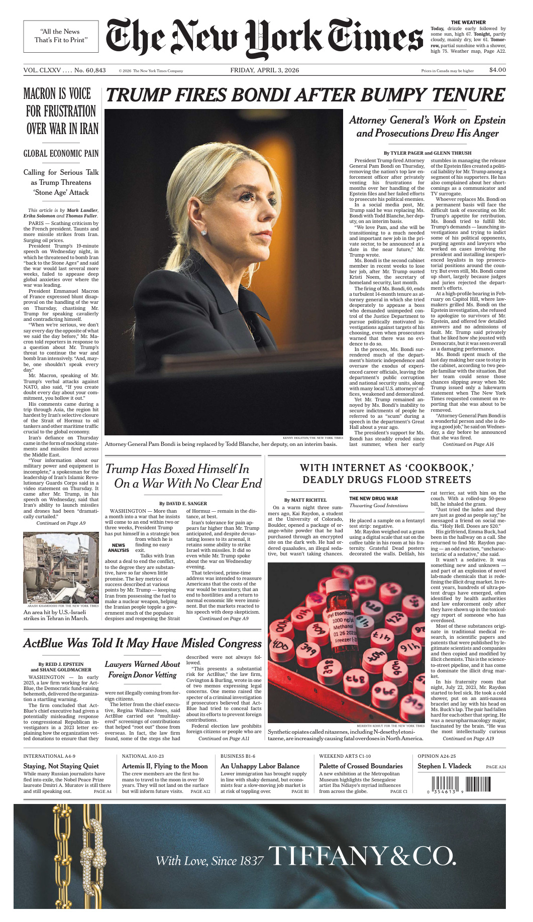 The New York Times 3 April 2026 The New York Times Kitap Kapağı