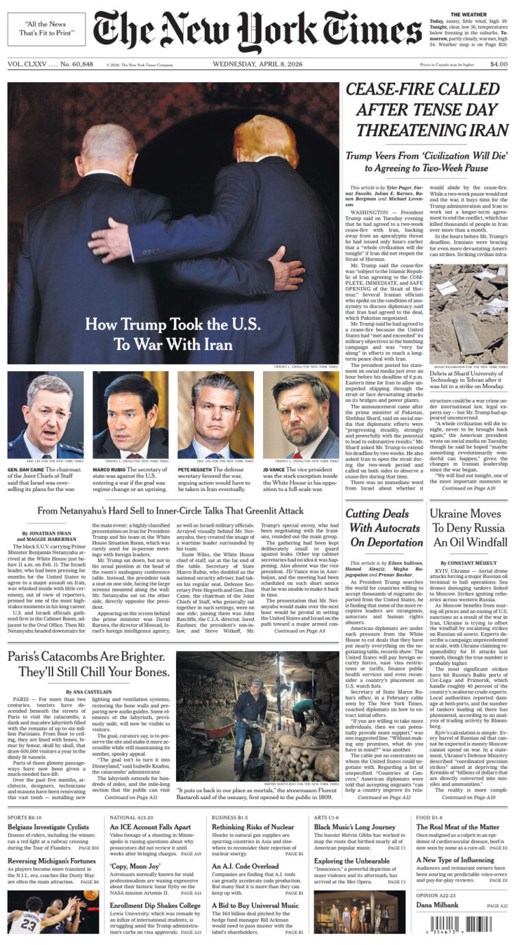 The New York Times 8 April 2026 The New York Times Kitap Kapağı