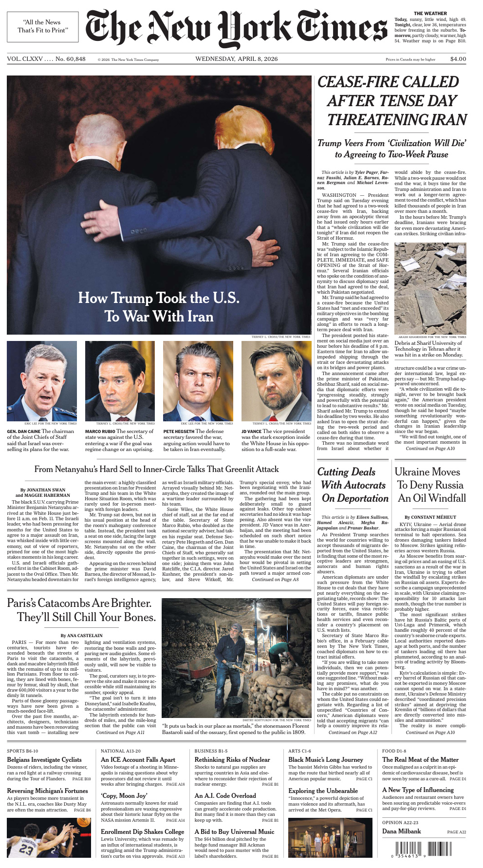 The New York Times 8 April 2026 The New York Times Kitap Kapağı