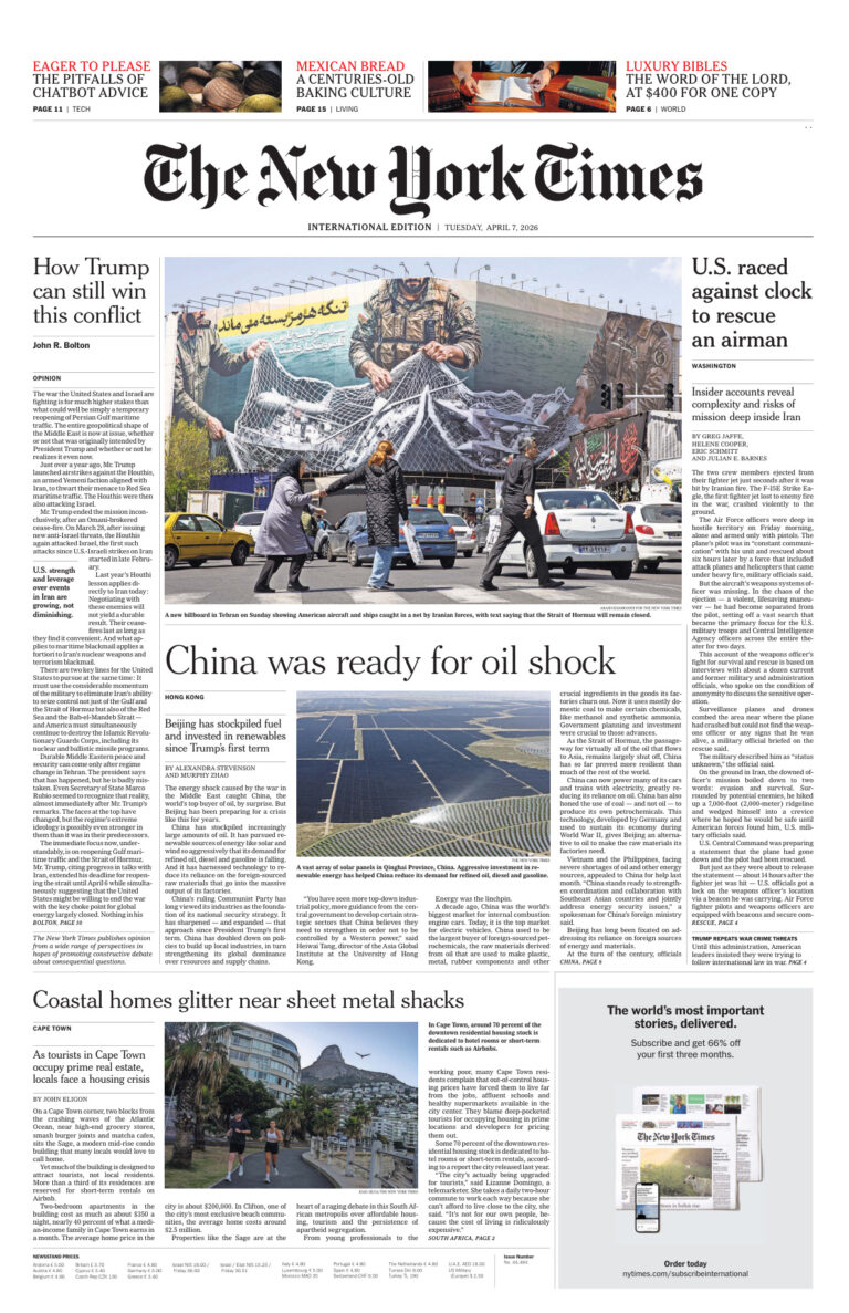 The New York Times International April 07 2026 The New York Times International Kitap Kapağı