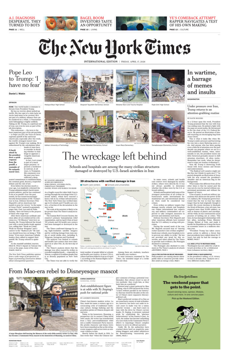 The New York Times International April 17 2026 The New York Times International Kitap Kapağı