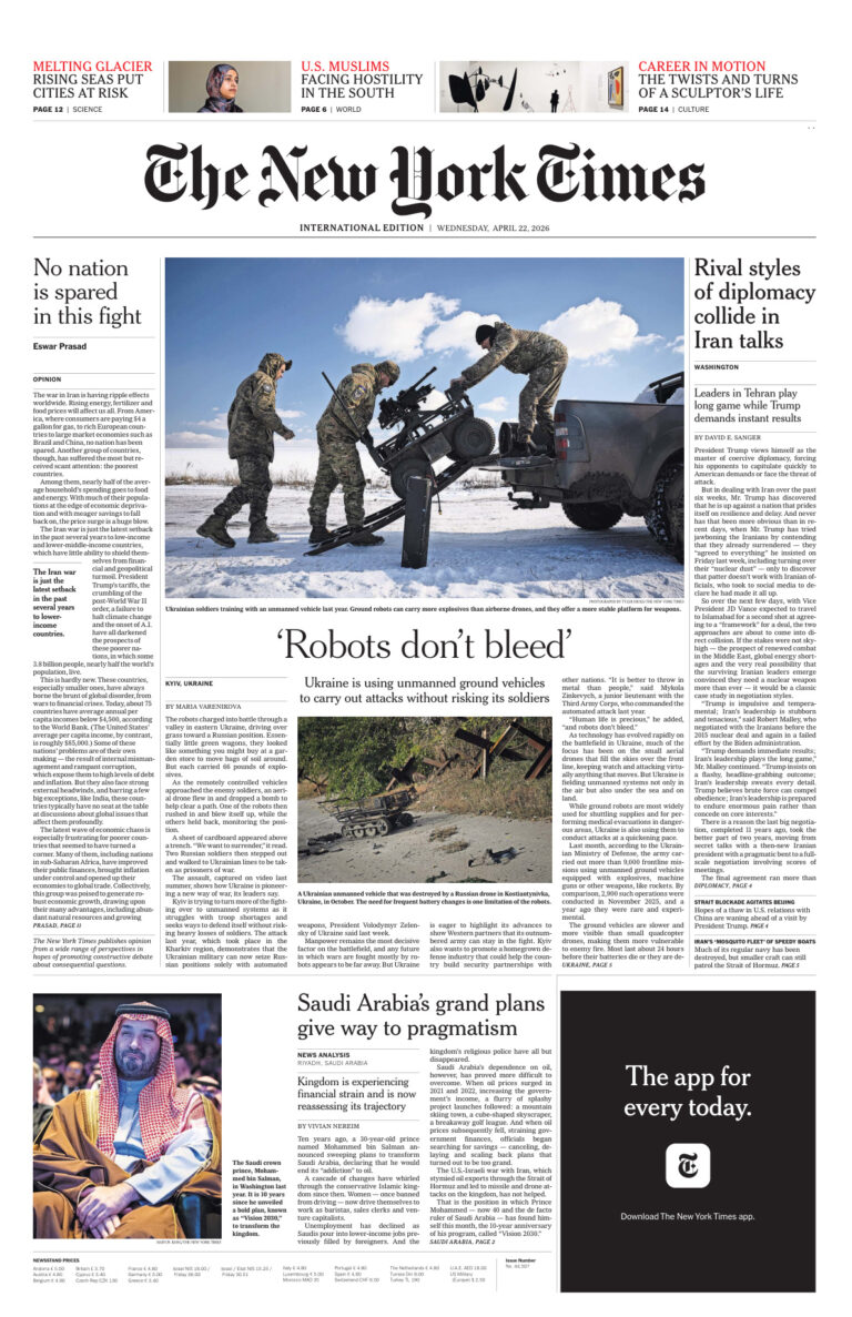 The New York Times International April 22 2026 The New York Times International Kitap Kapağı