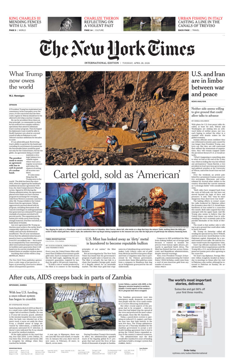The New York Times International April 28 2026 The New York Times International Kitap Kapağı