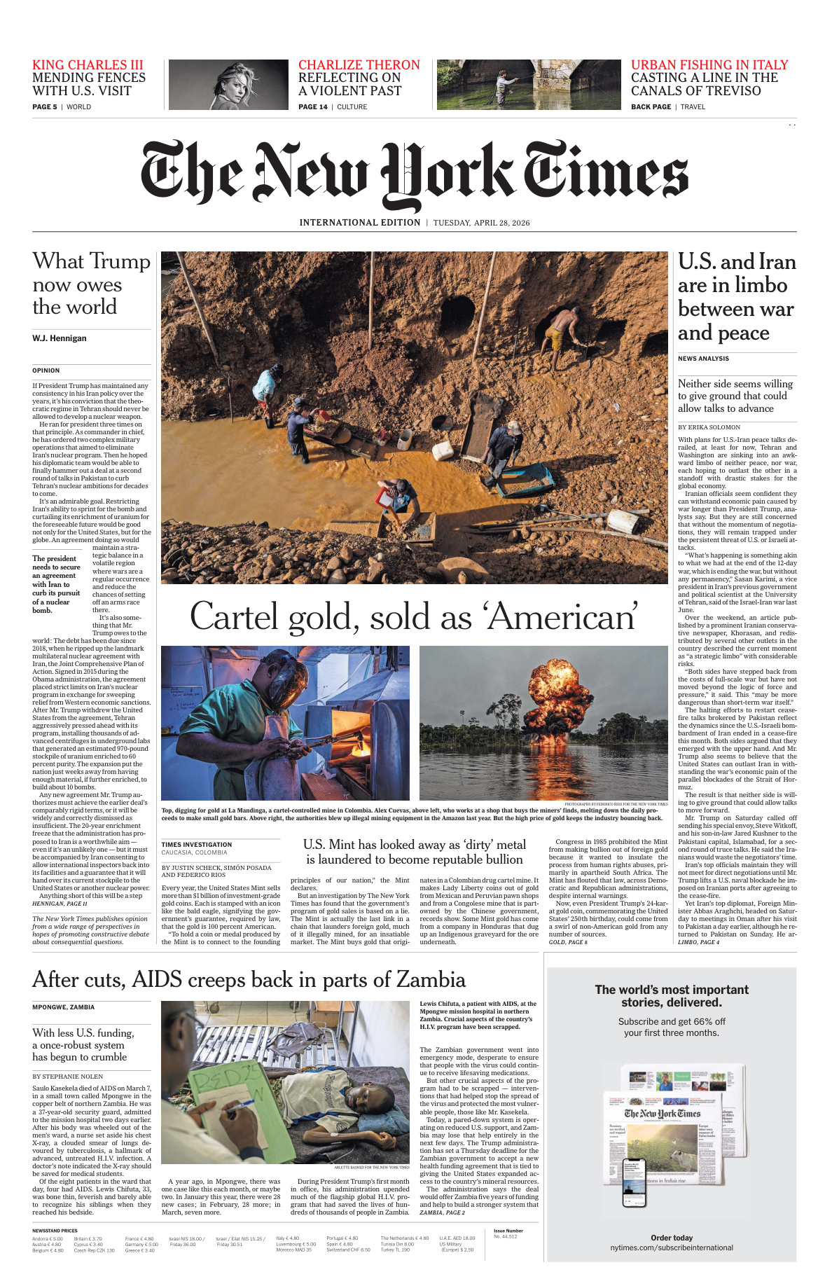 The New York Times International April 28 2026 The New York Times International Kitap Kapağı
