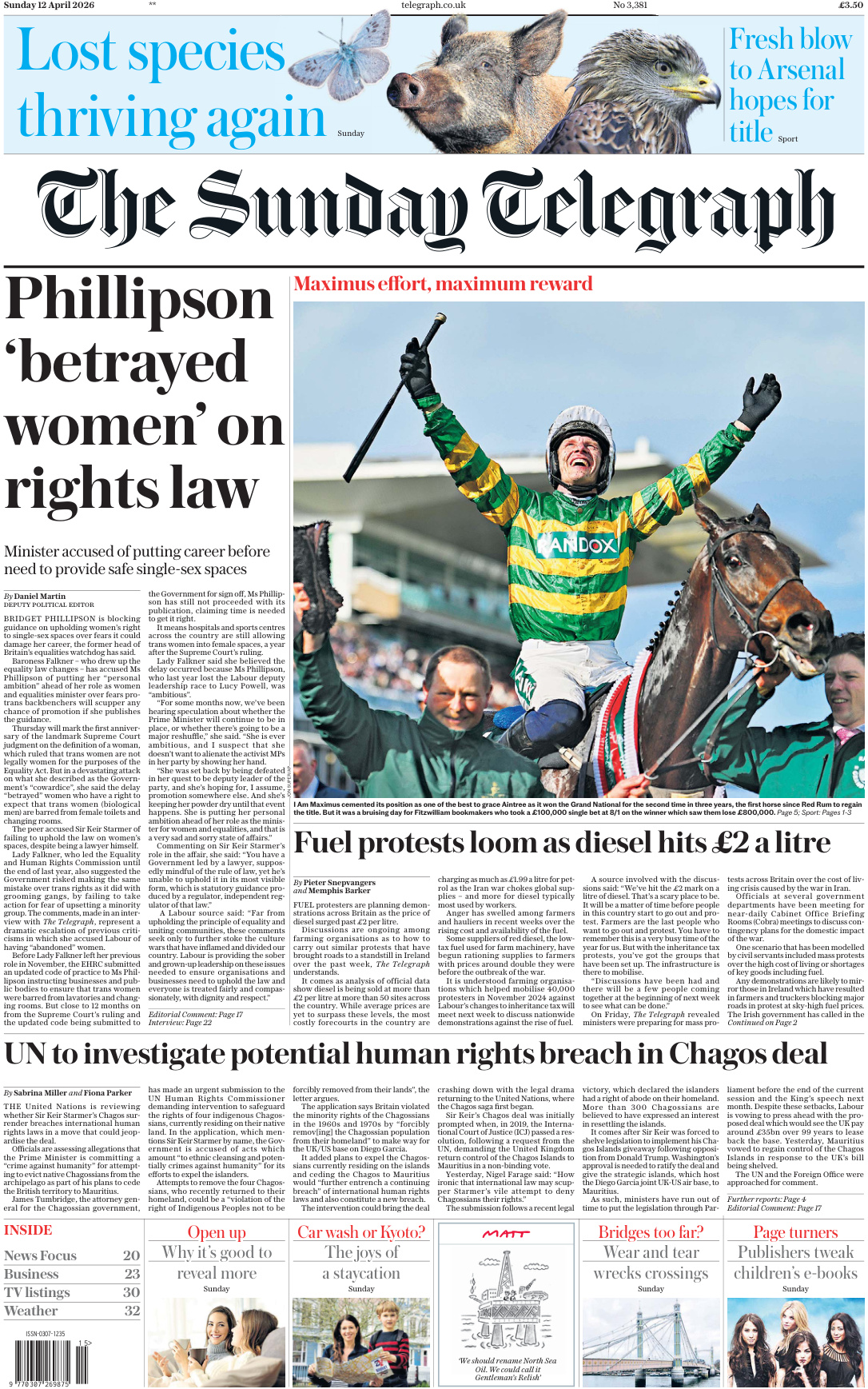 The Sunday Telegraph 12 April 2026 The Sunday Telegraph Kitap Kapağı