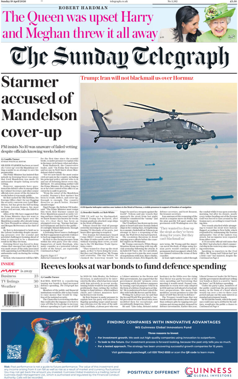 The Sunday Telegraph 19 April 2026 The Sunday Telegraph Kitap Kapağı