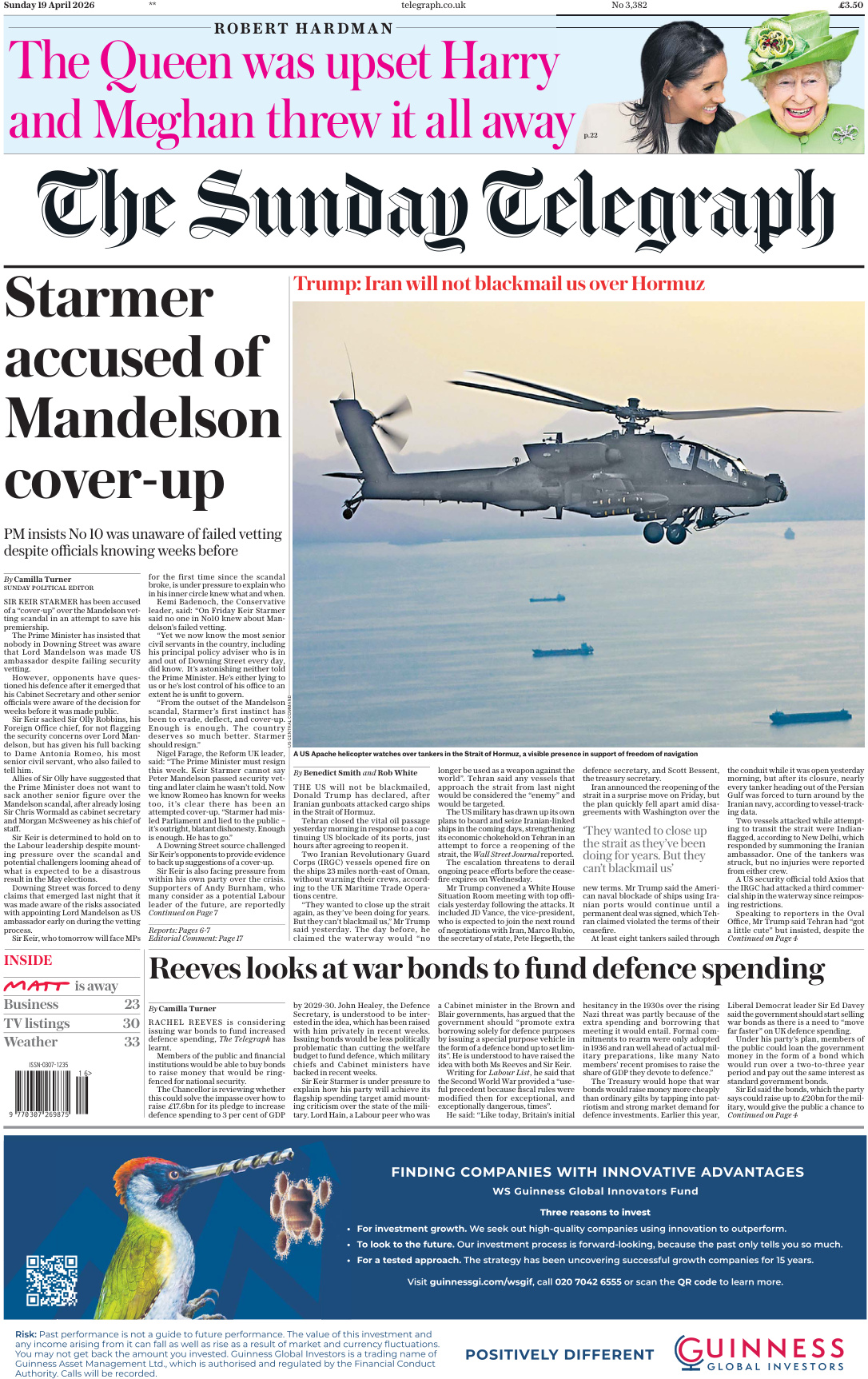 The Sunday Telegraph 19 April 2026 The Sunday Telegraph Kitap Kapağı