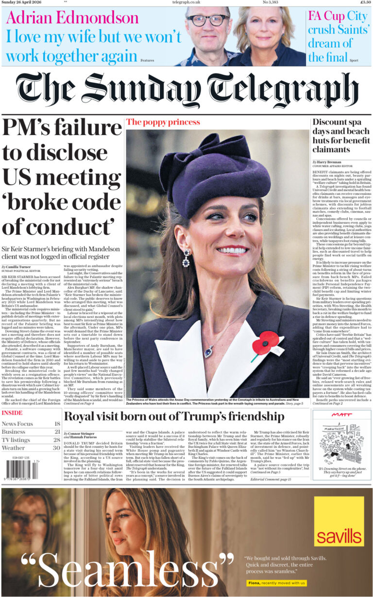 The Sunday Telegraph 26 April 2026 The Sunday Telegraph Kitap Kapağı
