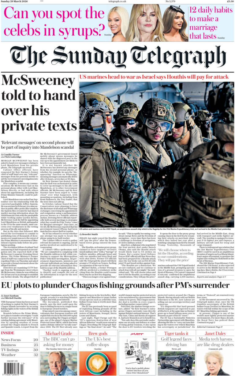 The Sunday Telegraph 29 March 2026 The Sunday Telegraph Kitap Kapağı