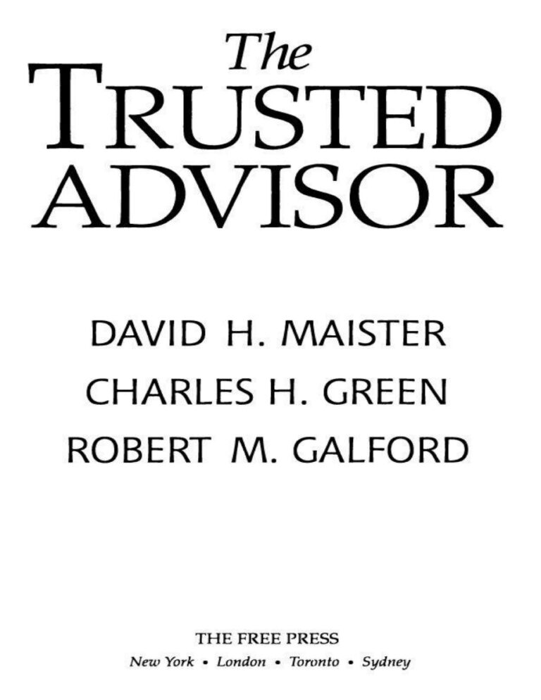 The Trusted Advisor 20th Anniversary Edition David H Maister Kitap Kapağı