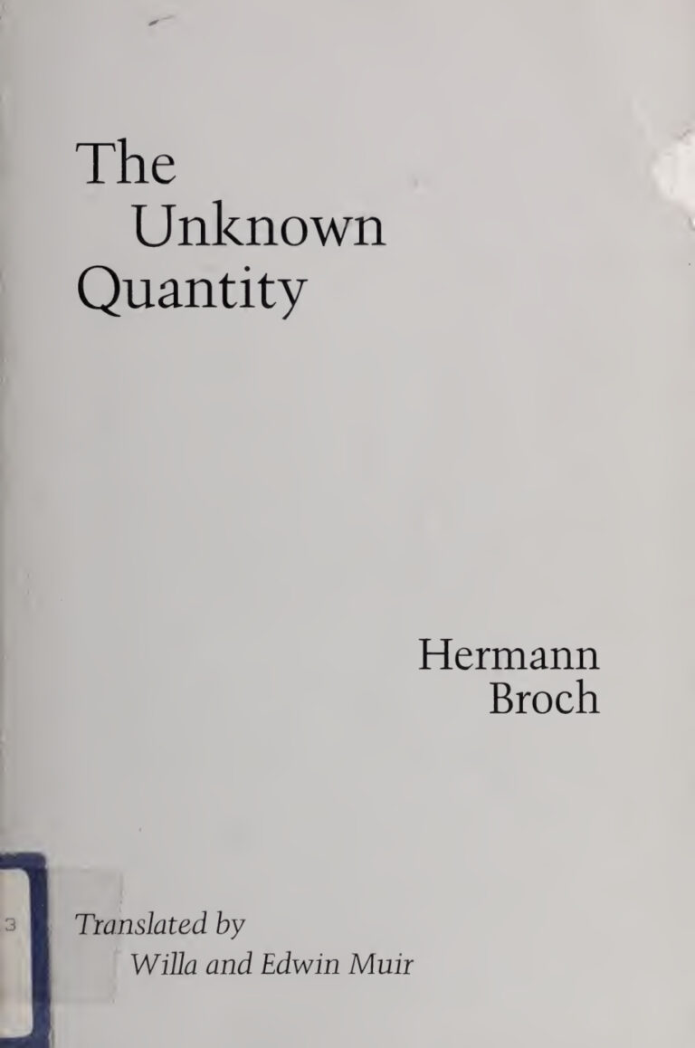 The Unknown Quantity Hermann Broch Kitap Kapağı