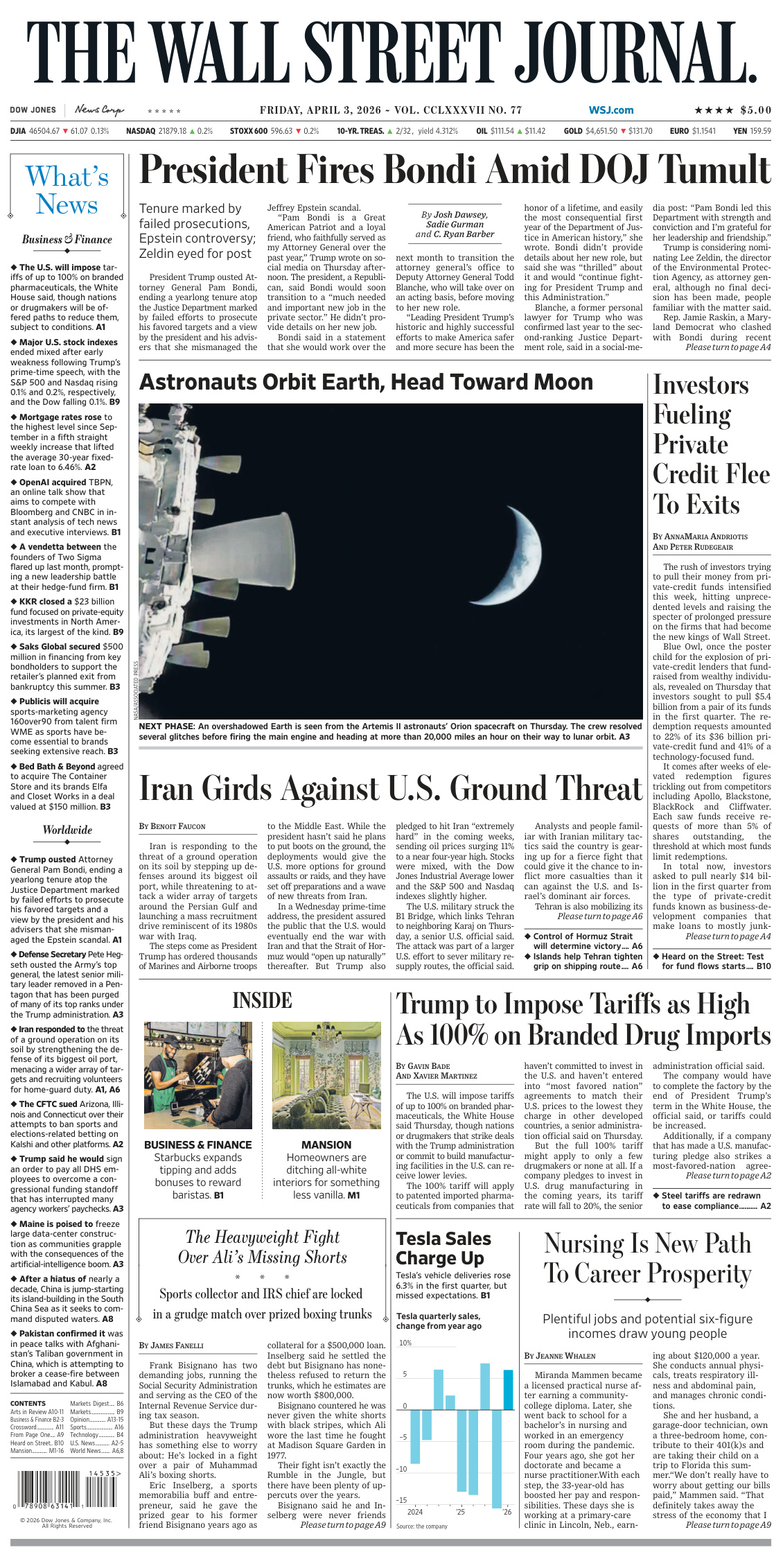 The Wall Street Journal April 03 2026 The Wall Street Journal Kitap Kapağı