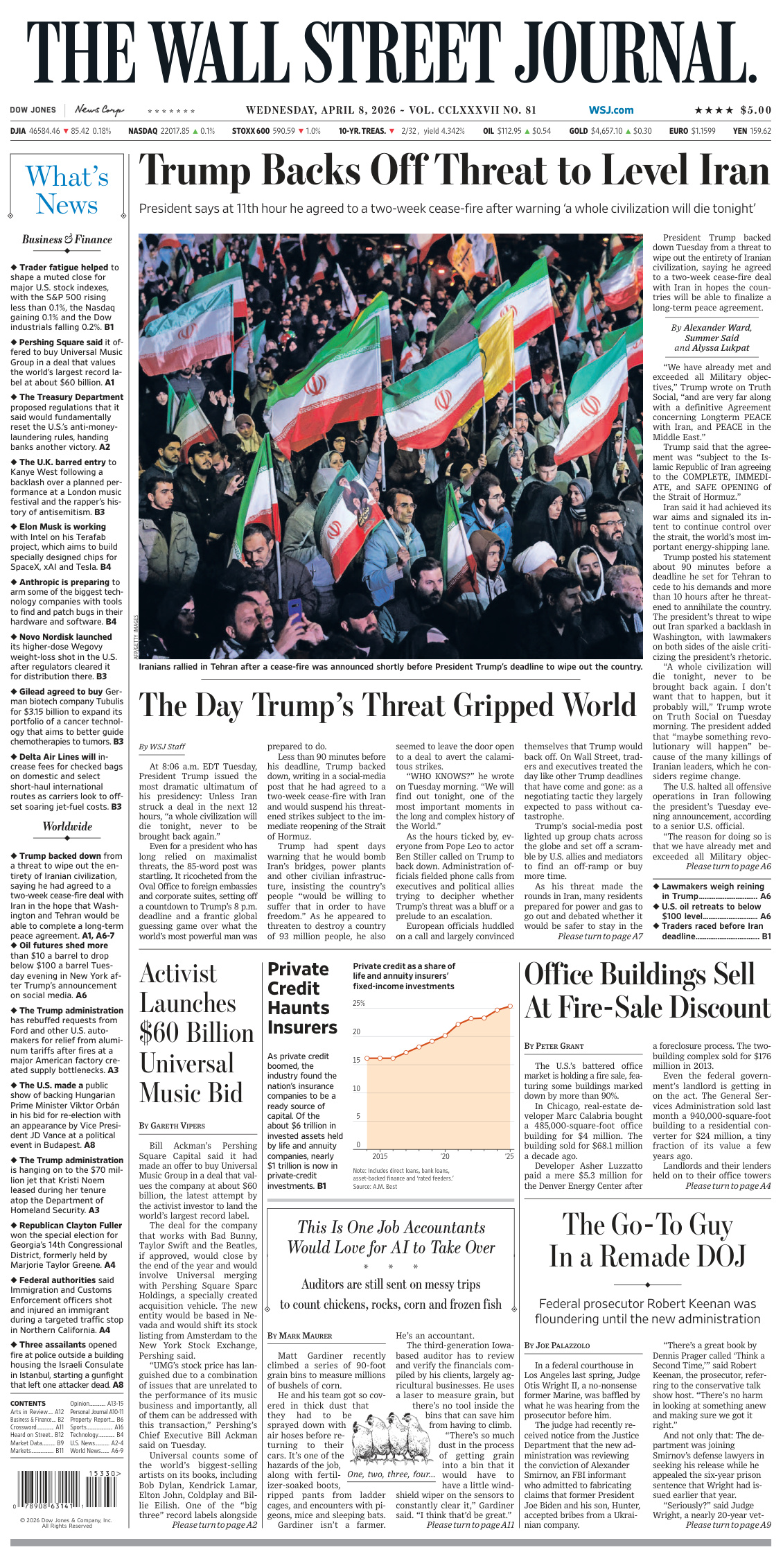 The Wall Street Journal April 08 2026 The Wall Street Journal Kitap Kapağı
