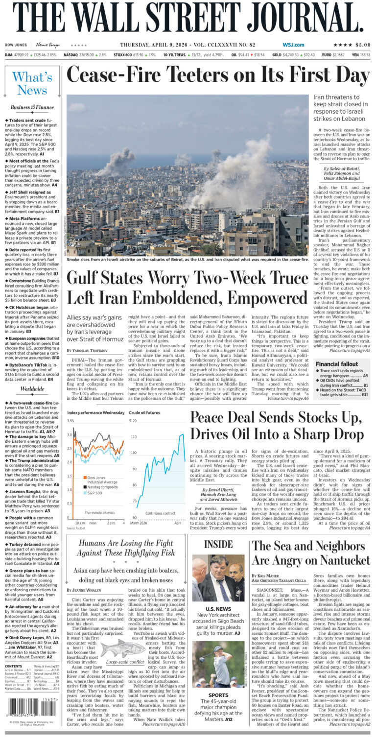 The Wall Street Journal April 09 2026 The Wall Street Journal Kitap Kapağı
