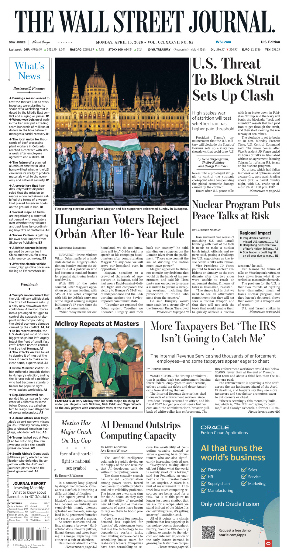 The Wall Street Journal April 13 2026 The Wall Street Journal Kitap Kapağı