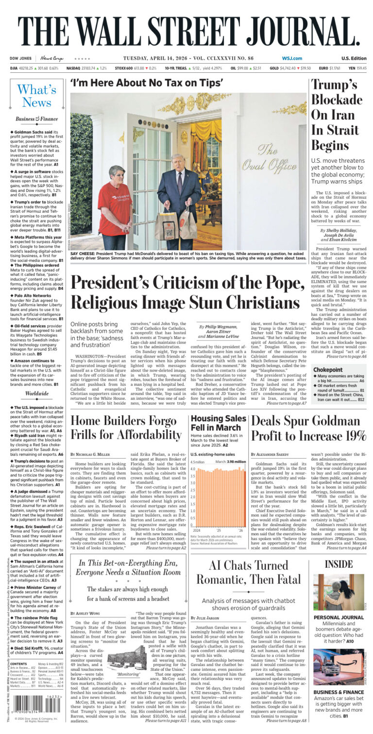 The Wall Street Journal April 14 2026 The Wall Street Journal Kitap Kapağı