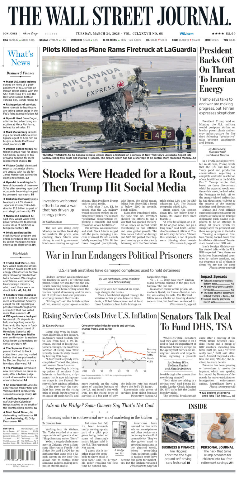 The Wall Street Journal March 24 2026 The Wall Street Journal Kitap Kapağı