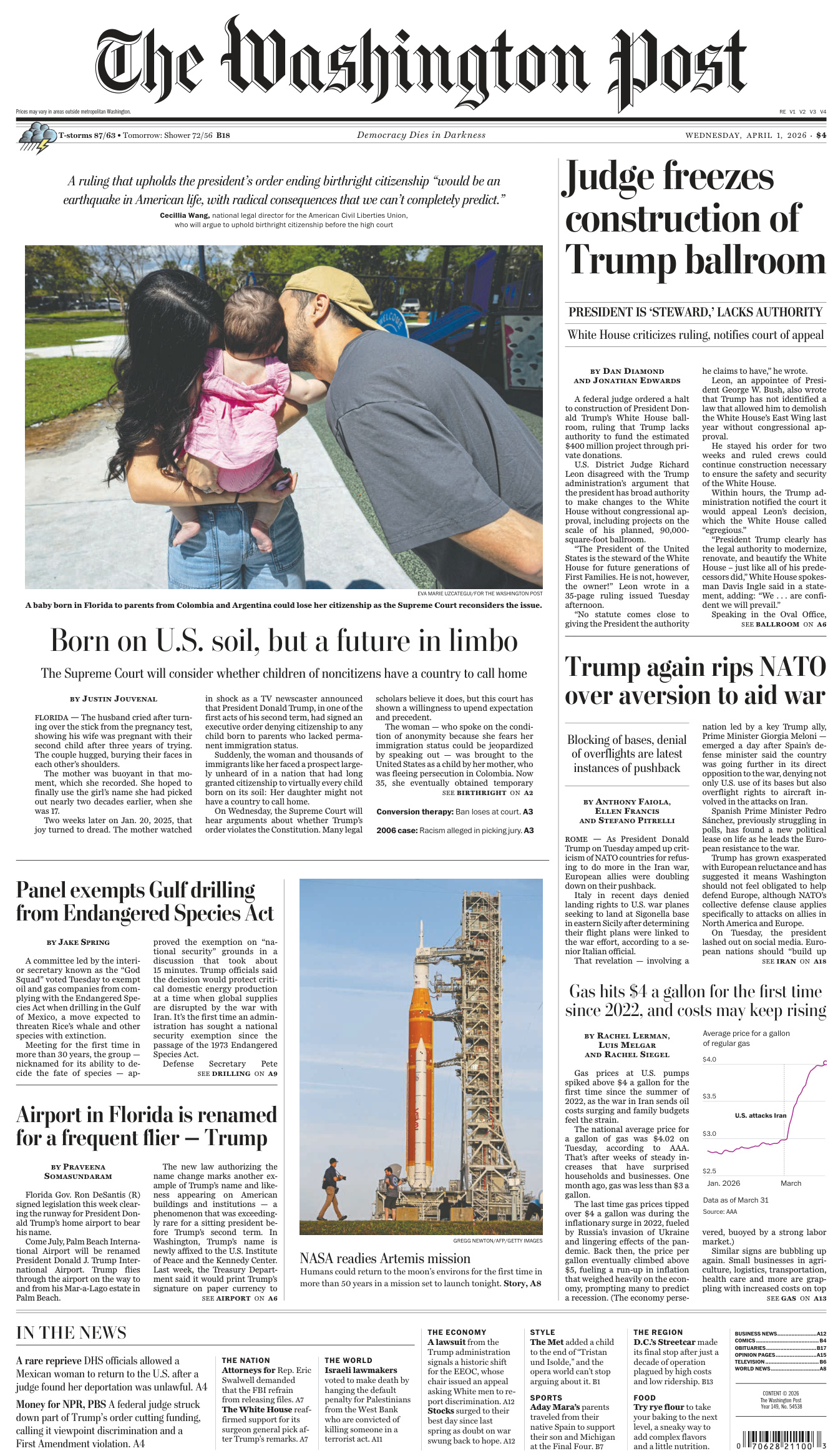 The Washington Post April 01 2026 The Washington Post Kitap Kapağı