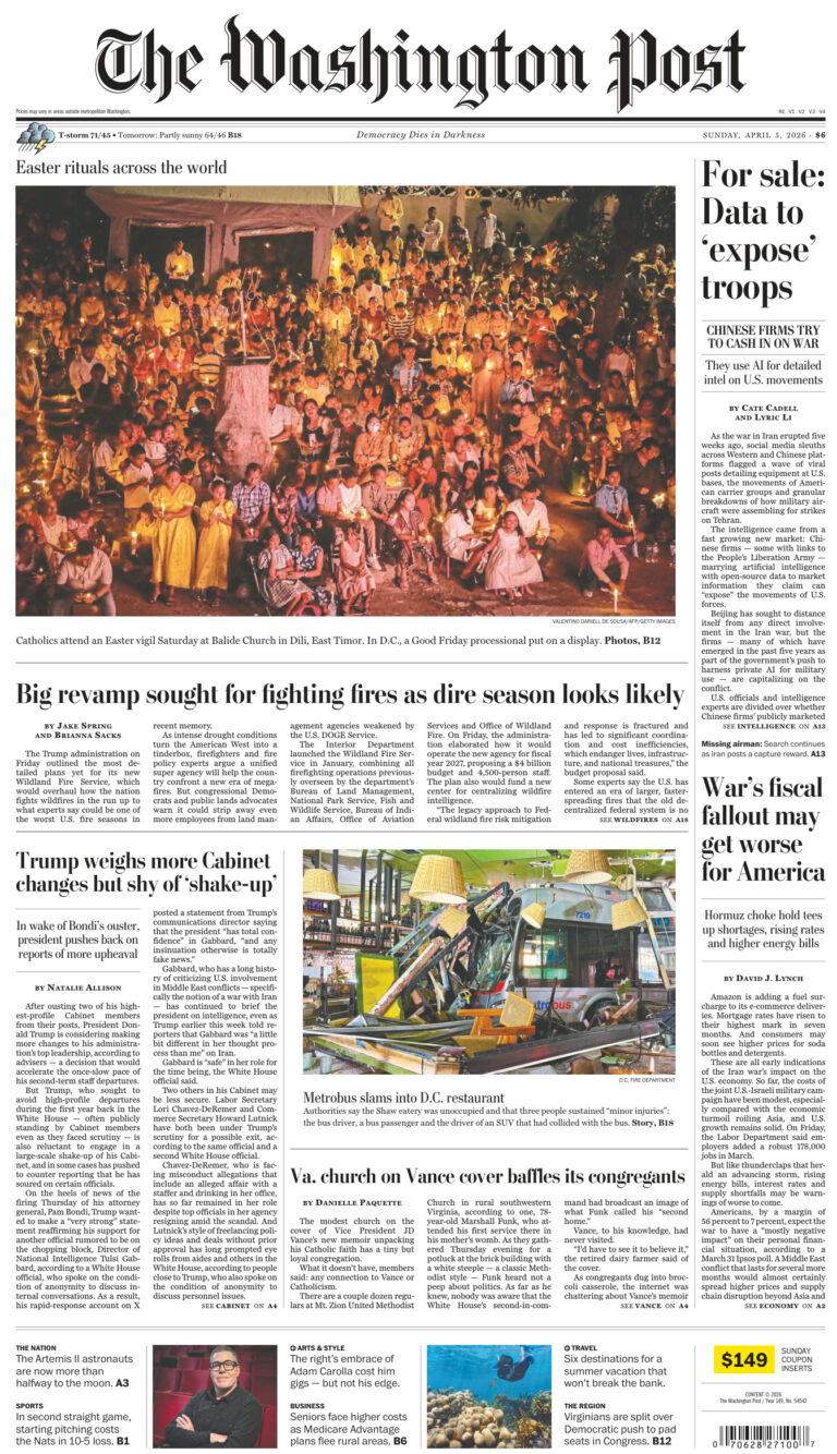 The Washington Post April 05 2026 The Washington Post Kitap Kapağı