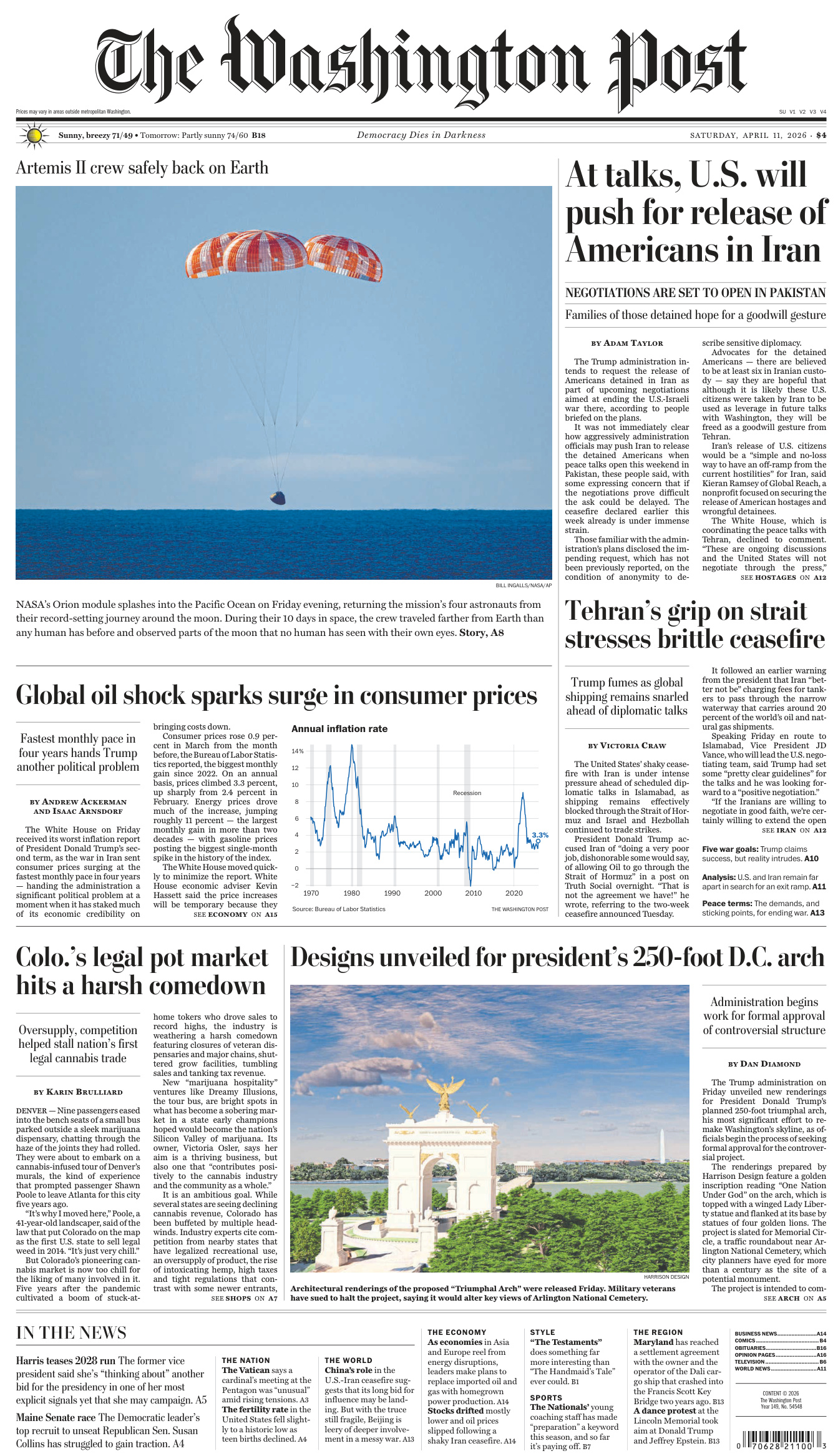 The Washington Post April 11 2026 The Washington Post Kitap Kapağı