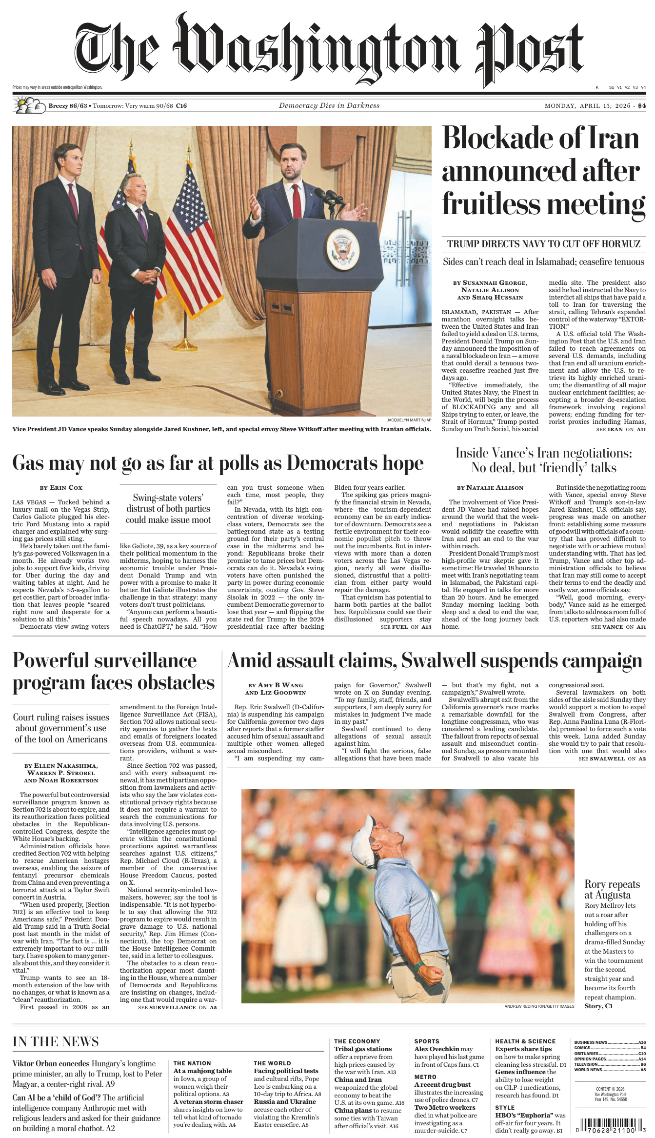 The Washington Post April 13 2026 The Washington Post Kitap Kapağı