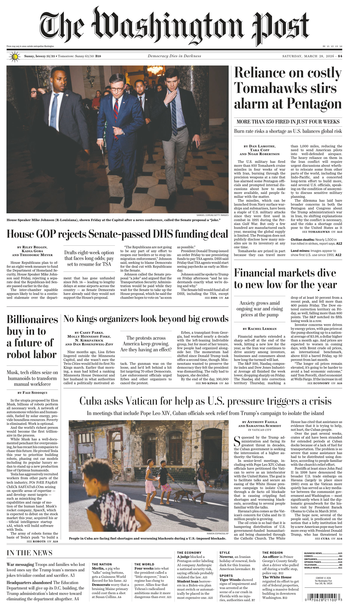 The Washington Post March 28 2026 The Washington Post Kitap Kapağı
