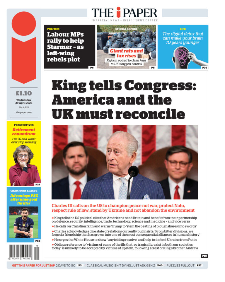 The i Newspaper April 29 2026 The i Newspaper Kitap Kapağı