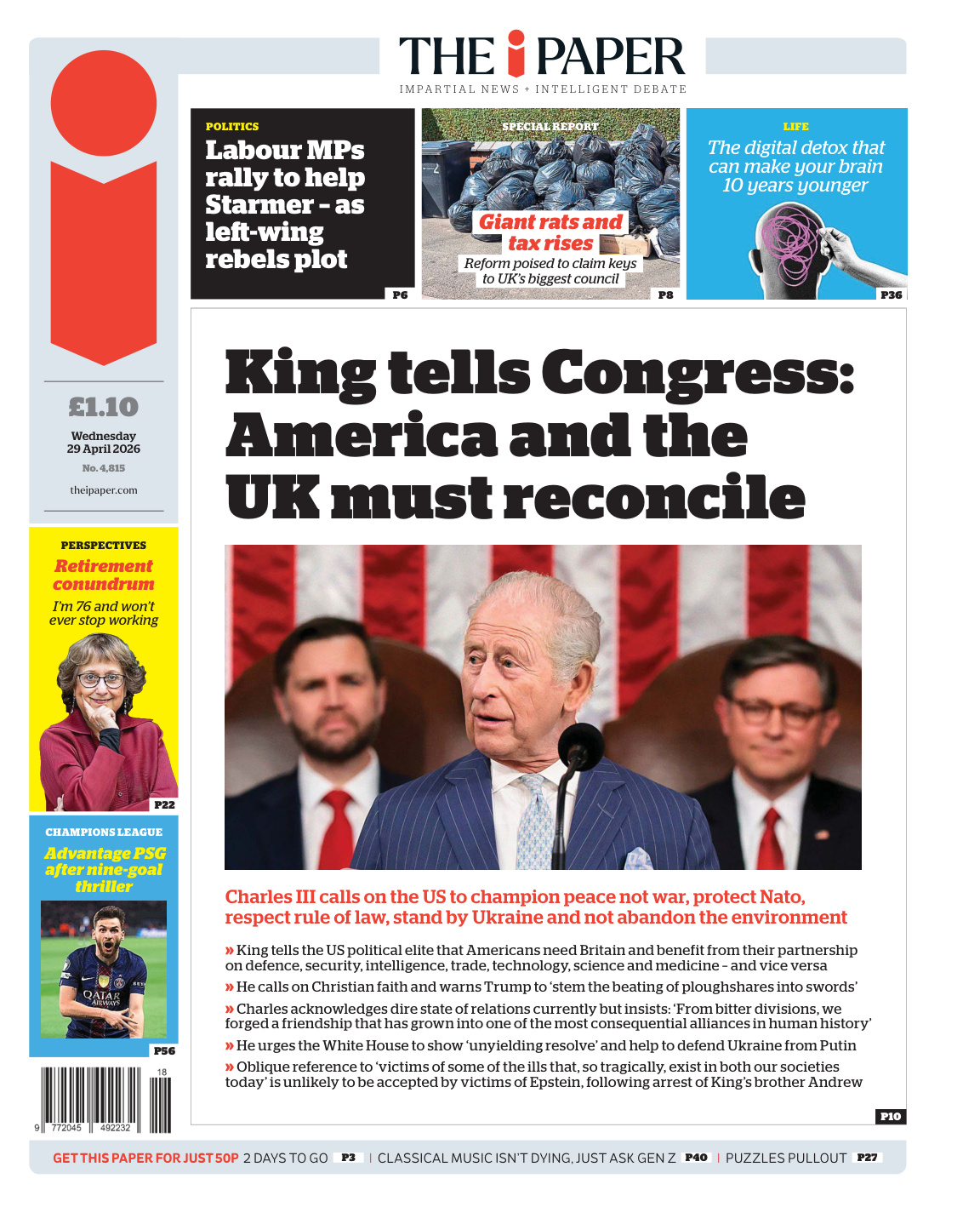 The i Newspaper April 29 2026 The i Newspaper Kitap Kapağı