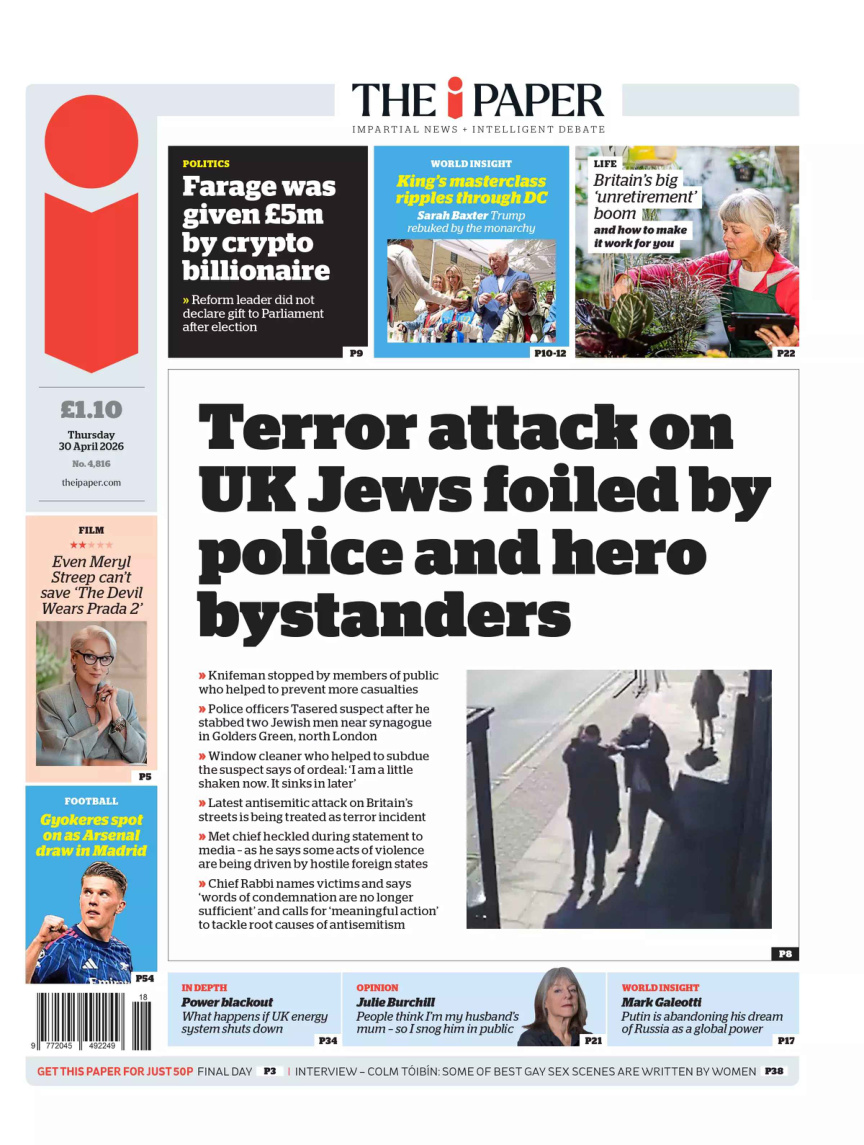 The i Newspaper April 30 2026 The i Newspaper Kitap Kapağı