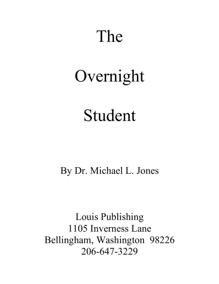 The overnight student Michael L Jones Kitap Kapağı