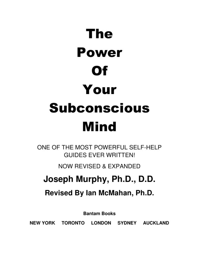 The power of the subconscious mind Ian McMahan Kitap Kapağı