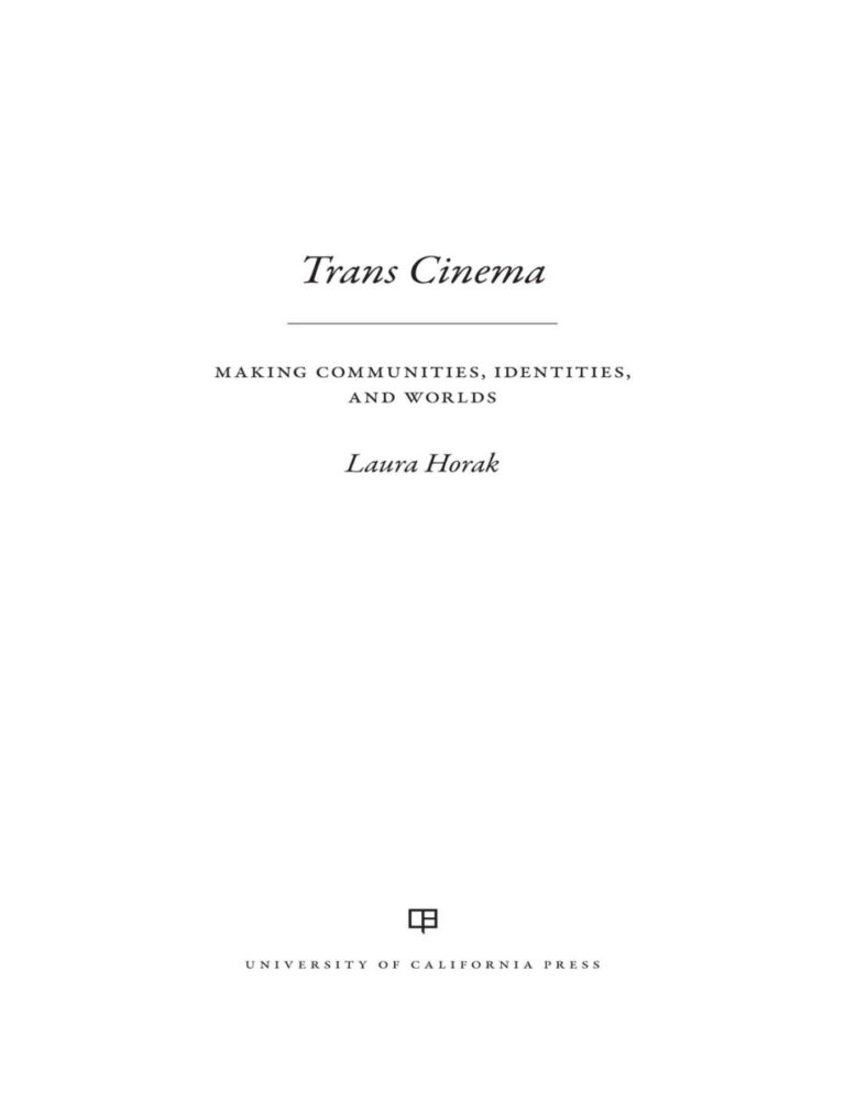 Trans Cinema Laura Horak Kitap Kapağı