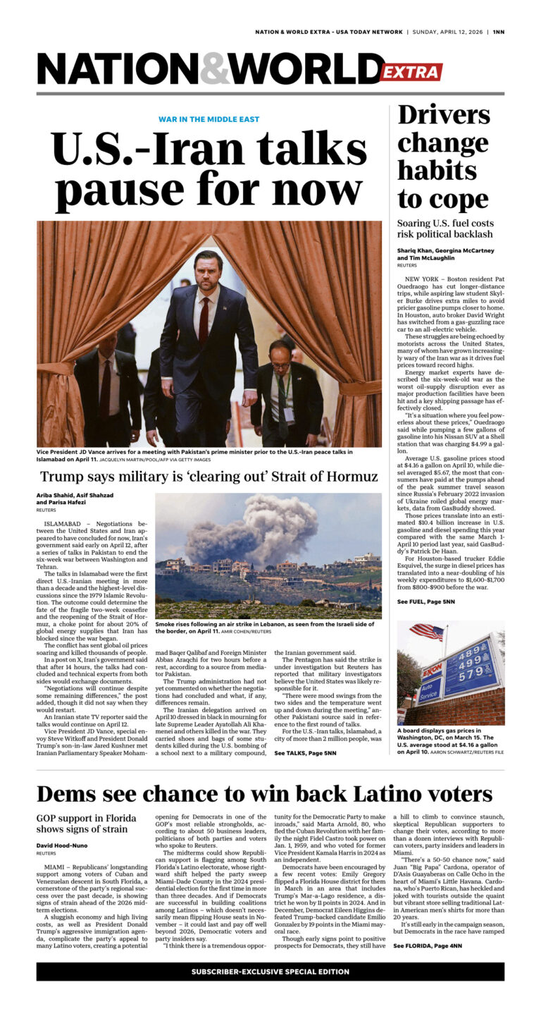 USA Today Nation n World Extra April 12 2026 USA Today Nation n World Extra Kitap Kapağı