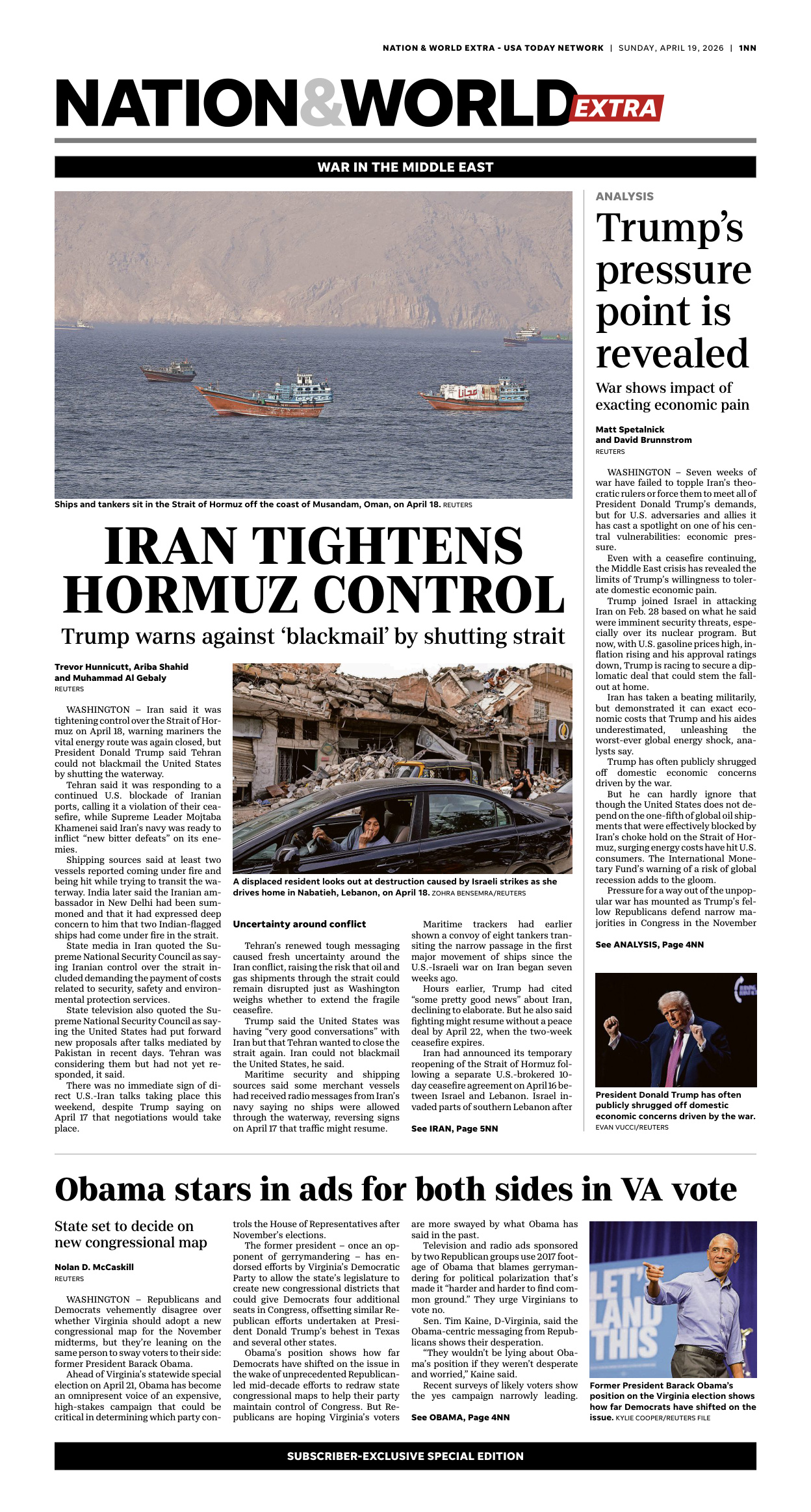 USA Today Nation n World Extra April 19 2026 USA Today Nation n World Extra Kitap Kapağı