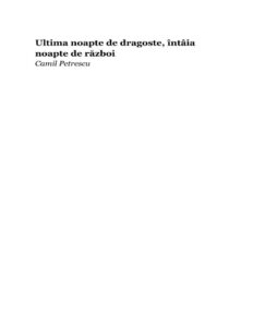 Ultima Noapte de Dragoste Intiia Noapte de Razboi Romanian Edition Camil Petrescu Kitap Kapağı