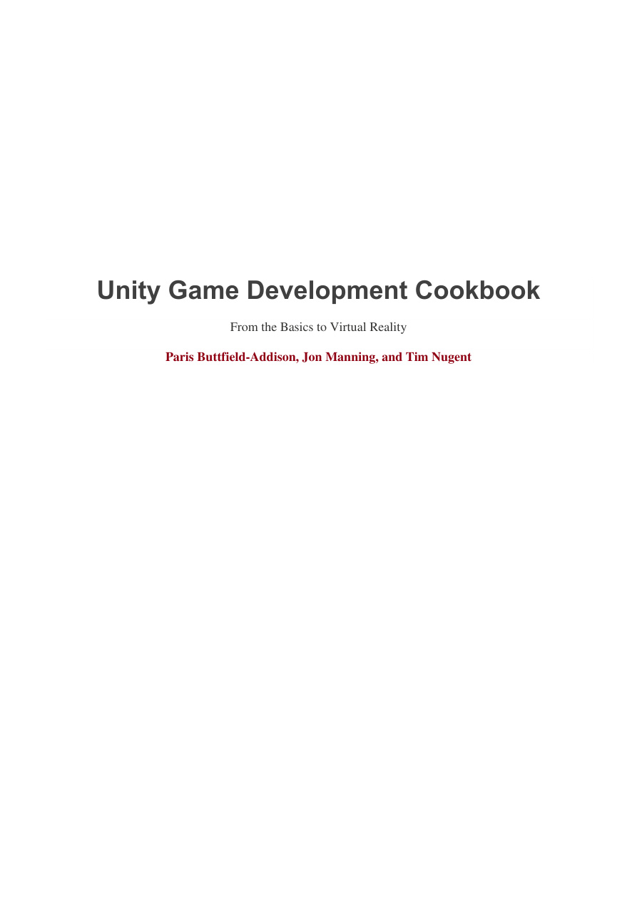 Unity Game Development Cookbook PDF Download