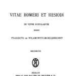 Vitae Homeri et Hesiodi in usum scholarum Greek Edition Ulrich von Wilamowitz Moellendorff Kitap Kapağı