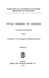 Vitae Homeri et Hesiodi in usum scholarum Greek Edition Ulrich von Wilamowitz Moellendorff Kitap Kapağı