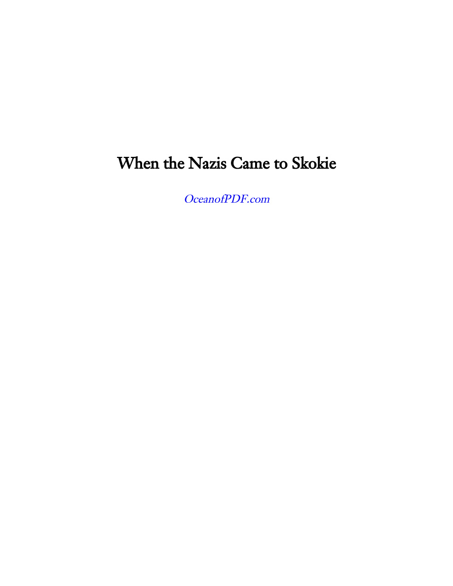 When the Nazis Came to Skokie PDF Download