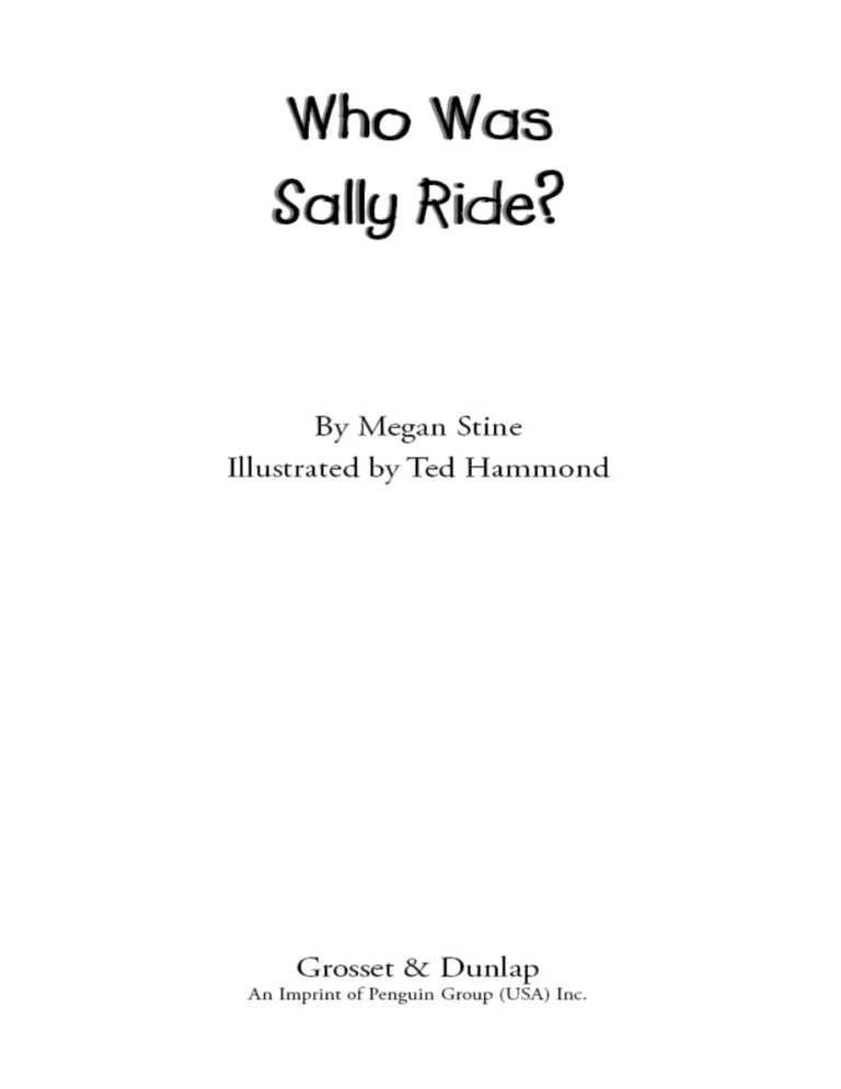 Who Was Sally Ride Megan Stein Kitap Kapağı