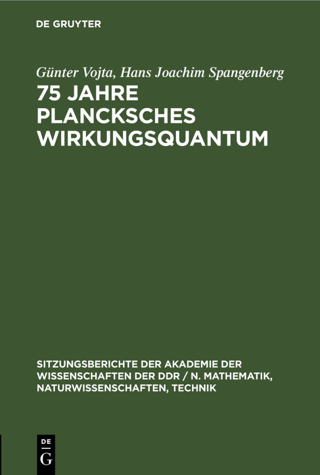 75 Jahre Plancksches Wirkungsquantum German Edition Gunter Vojta Kitap Kapağı
