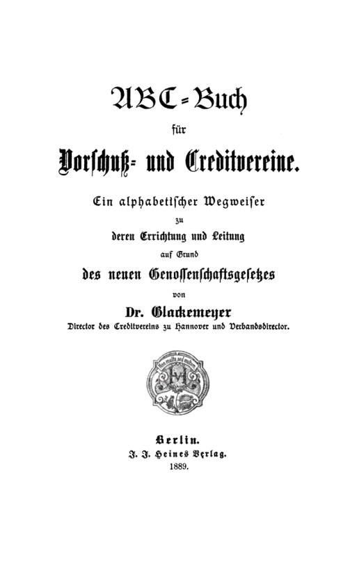 ABC Buch fur Vorschuss und Creditvereine German Edition Louis Glackemeyer Kitap Kapağı
