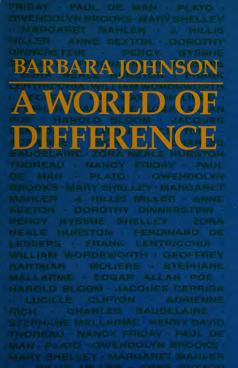 A World of Difference Barbara Johnson Kitap Kapağı