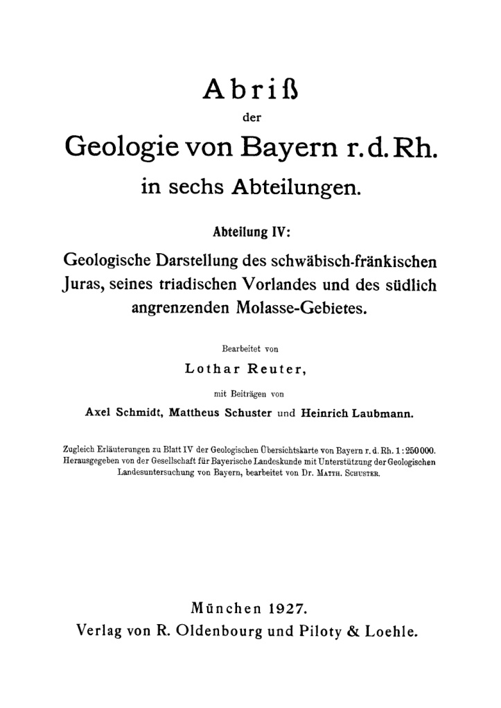 Abriss der Geologie von Bayern r d Rh in sechs Abteilungen German Edition Lothar Reuter Kitap Kapağı
