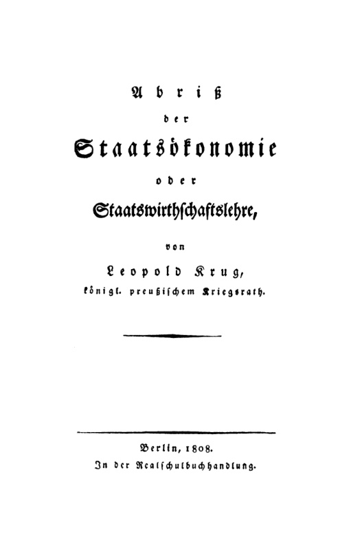 Abriss der Staatsokonomie oder Staatswirthschaftslehre German Edition Leopold Krug Kitap Kapağı