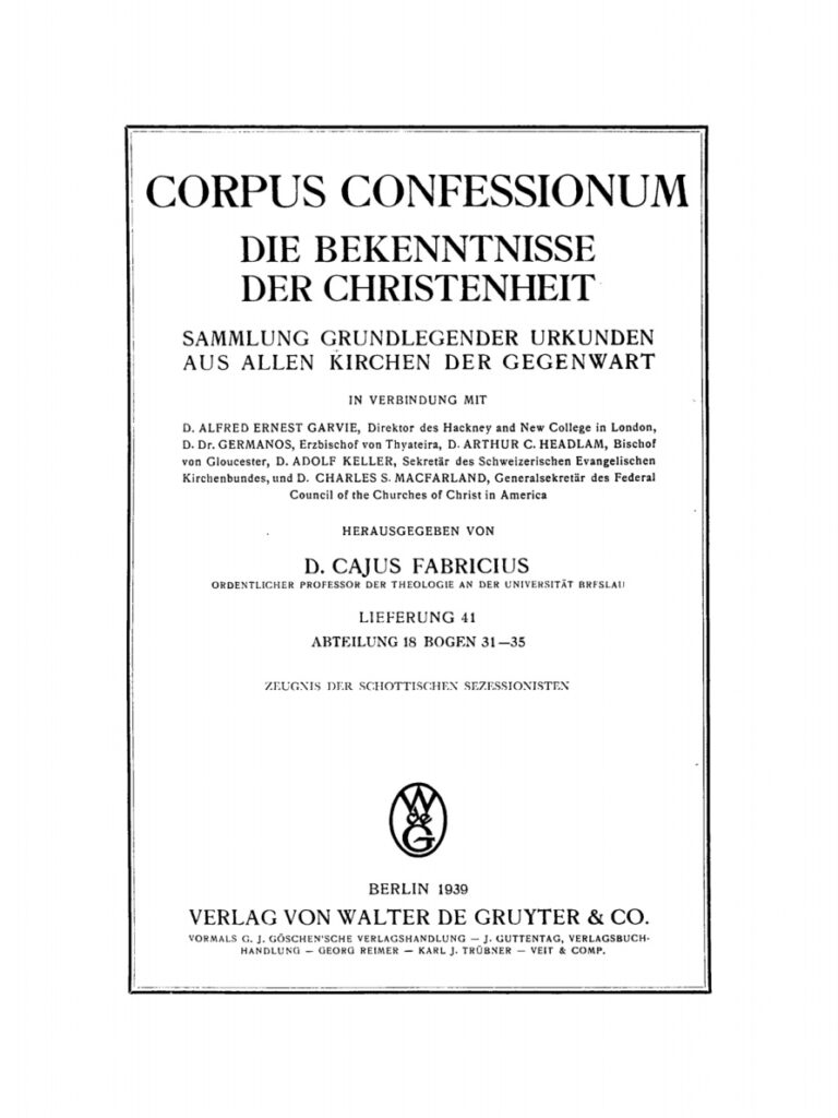 Abt 18 Presbyterianismus Bogen 31 35 Zeugnis der Schottischen Sezessionisten German Edition Cajus Fabricius Kitap Kapağı