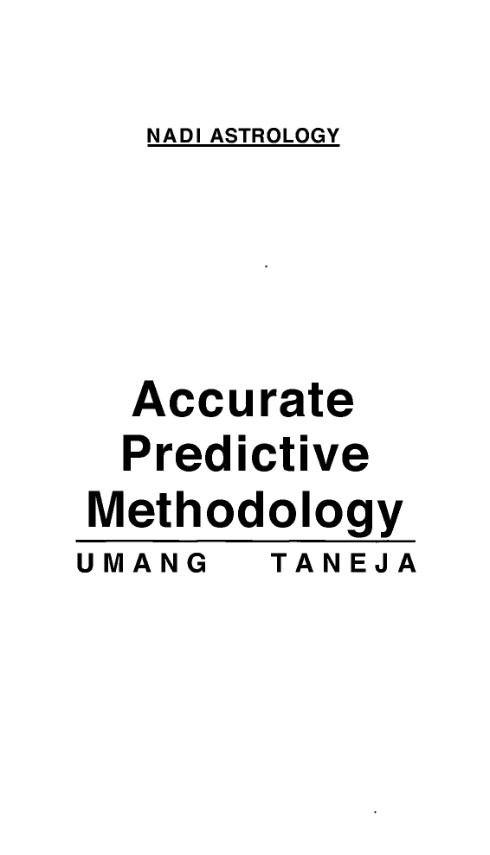 Accurate Predictive Methodology Umang Taneja Kitap Kapağı